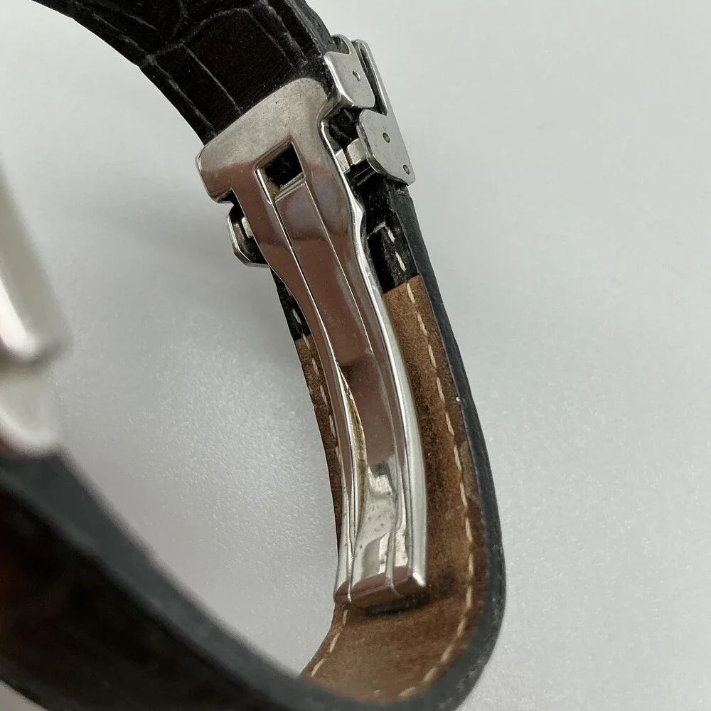 Visage Womens Watch 29mm Black Square Dial Brown Leather Band New Battery